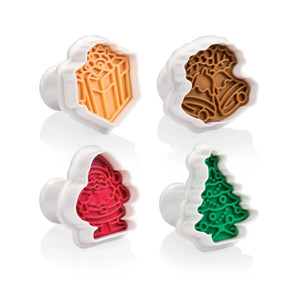 Ausstechformen mit Stempel 4 Stück, Weihnachten