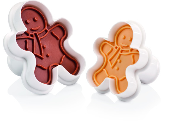 Ausstechformen mit Stempel, 2 Stück, Strichmännchen