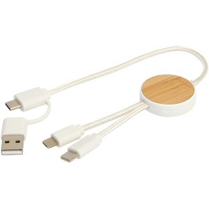 Chechia 5-in-1 Kabel für Datenübertragung und 27W Schnellladung mit Bambusdetails, 30 cm - Reklamnepredmety