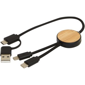 Chechia 5-in-1 Kabel für Datenübertragung und 27W Schnellladung mit Bambusdetails, 30 cm - Reklamnepredmety