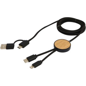 Chechia 5-in-1 Kabel für Datenübertragung und 27W Schnellladung mit Bambusdetails, 150 cm - Reklamnepredmety