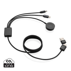 Terra Ladekabel mit 6-in-1 Uhrenladegerät aus RCS rPET - Reklamnepredmety