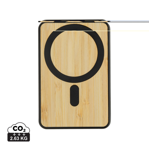 Zen 5000mAh 5W magnetische Powerbank aus RCS Kunststoff und Bambus