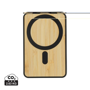 Zen 5000mAh 5W magnetische Powerbank aus RCS Kunststoff und Bambus - Reklamnepredmety