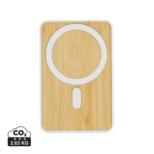 Zen 5000mAh 5W magnetische Powerbank aus RCS Kunststoff und Bambus - Reklamnepredmety