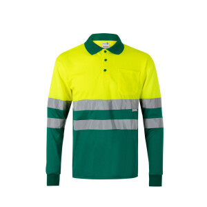 VL VULCAN. Zweifarbiges Poloshirt im Bird-Eye-Design (160g/m²) mit langen Ärmeln, aus Polyester (100%) - Reklamnepredmety