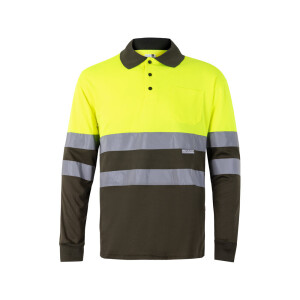 VL VULCAN. Zweifarbiges Poloshirt im Bird-Eye-Design (160g/m²) mit langen Ärmeln, aus Polyester (100%) - Reklamnepredmety