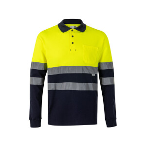 VL PLUTO. Zweifarbiges Piqué-Poloshirt (150g/m²) mit langen Ärmeln, aus Baumwolle (55%) und Polyester (45%) - Reklamnepredmety