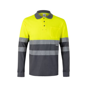 VL PLUTO. Zweifarbiges Piqué-Poloshirt (150g/m²) mit langen Ärmeln, aus Baumwolle (55%) und Polyester (45%) - Reklamnepredmety
