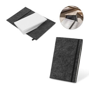 BALDWIN. A5 Notizblock mit Umschlag aus recyceltem Filz (100% rPET) und linierten Seiten aus 100 % Recyclingpapier - Reklamnepredmety