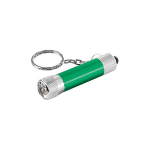 RE-LERGAN. Schlüsselanhänger aus Aluminium (92% recycelt) mit 3-Licht-LED-Taschenlampe - Reklamnepredmety