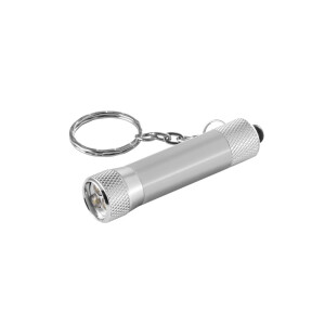 RE-LERGAN. Schlüsselanhänger aus Aluminium (92% recycelt) mit 3-Licht-LED-Taschenlampe - Reklamnepredmety