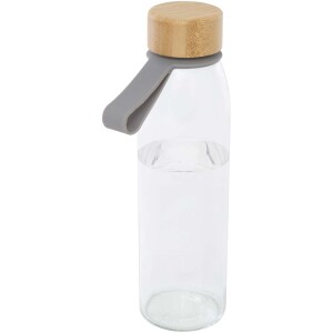 Porto Glaswasserflasche mit 500 ml Fassungsvermögen, Silikongriff und Bambusdeckel - Reklamnepredmety