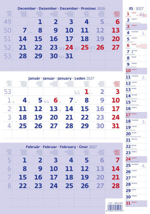 Dreimonatskalender blau mit Notizen - Reklamnepredmety