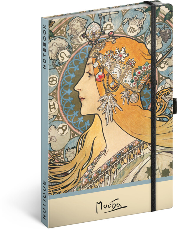 NOTIQUE Notes Alfons Mucha – Sternzeichen, gepunktet, 13 x 21 cm