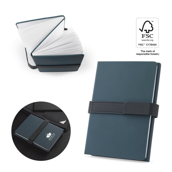 SANDERSON. A5 Notizbuch aus PU (50% recycelt) mit zwei Blöcken: linierte Seiten und unlinierte Seiten