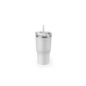 JOYNER M. Kompakter Edelstahl-Reisebecher (91 % recycelt) mit doppelwandiger Vakuumisolierung und matter Oberfläche, 600 ml - Reklamnepredmety