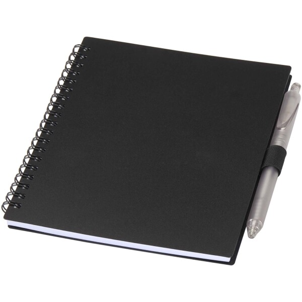 Niove-Set aus recyceltem Kunststoff mit Softcover-Notizbuch und Kugelschreiber (blaue Tinte)