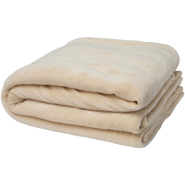 Aschgraue Decke aus recyceltem Sherpa-Material GRS