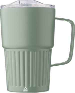 Doppelwandiger Reisebecher aus recyceltem Edelstahl, 450 ml - Reklamnepredmety