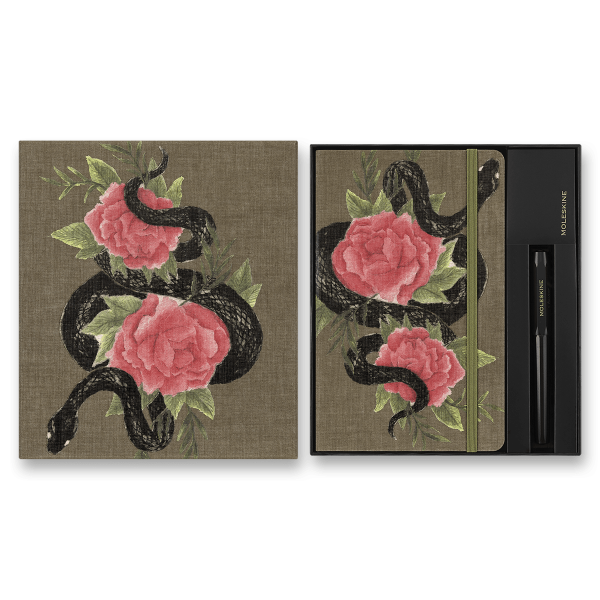 Moleskine Notizbuch „Schlangenblätter“ – Set „Schlangenrosen“, Sammleredition „Schlangen-Vegea“, Größe L, liniert