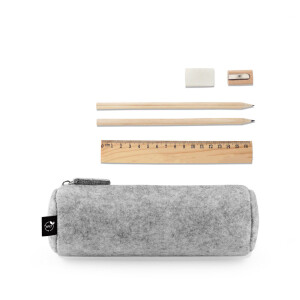 NOMAD. Mehrzwecketui aus recyceltem Filz (100 % rPET) mit Lineal, Bleistiften, Radiergummi und Spitzer - Reklamnepredmety