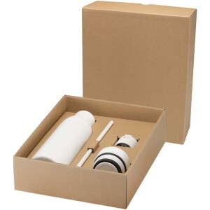 Illuminate 650 ml RCS-zertifizierte doppelwandige Trinkflasche aus recyceltem Edelstahl mit 3-teiligem Deckelset - navy - Reklamnepredmety