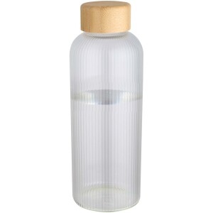 Mirage 650 ml einwandige Trinkflasche aus Borosilikatglas mit Bambusdeckel - transparent - Reklamnepredmety