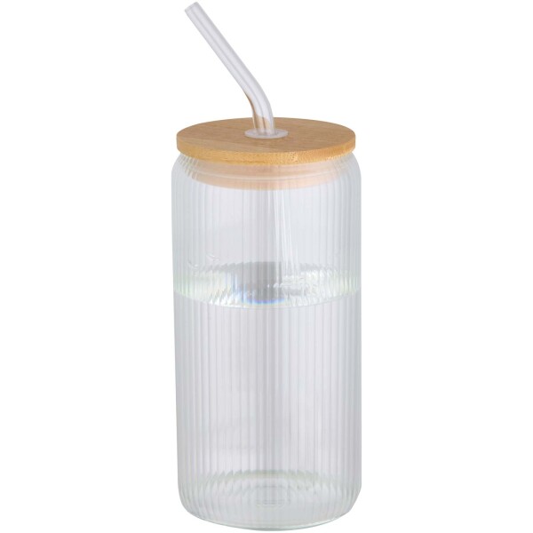 Mirage 500 ml einwandiges Glas aus Borosilikatglas mit Bambusdeckel