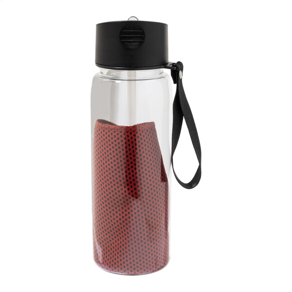 Fitmax RPET Sportflasche mit Handtuch