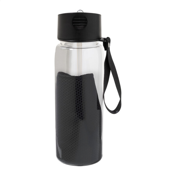 Fitmax RPET Sportflasche mit Handtuch