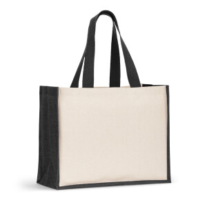 HELSINQUE COLOUR. Tasche aus Canvas (320 g/m²), mit Boden und Seiten aus farbig laminierter Jute (350 g/m²) - Reklamnepredmety