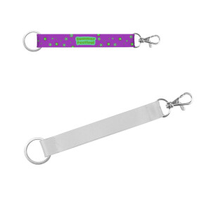 CRAWLEY. Kurzes Lanyard aus Polyester mit Ring und Karabiner, geeignet für Sublimation - Reklamnepredmety