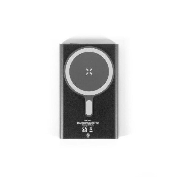 WRIGHT 5. Magnetische Powerbank mit Schnellladefunktion aus recyceltem Aluminium und recyceltem ABS, 5.000 mAh