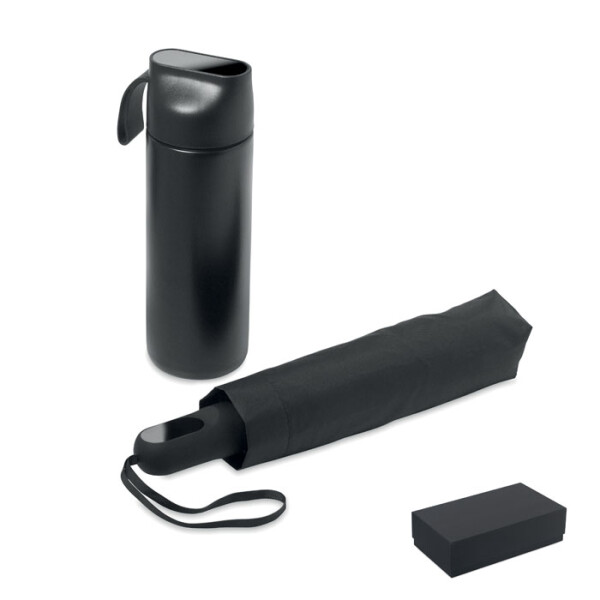 HITHERE Geschenkset aus Flasche und Regenschirm
