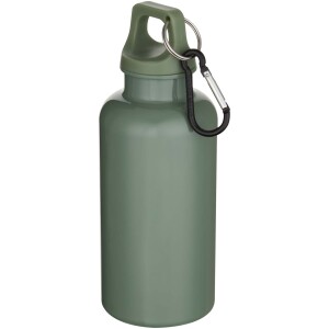 Oregon 400 ml einfarbige RS-zertifizierte Trinkflasche aus recyceltem Kunststoff mit Karabinerhaken - Reklamnepredmety