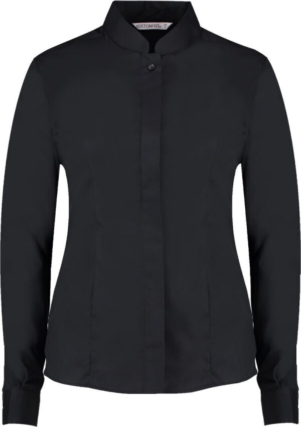 Popeline Bluse mit Maokragen langarm KK 261