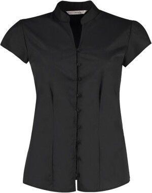 Popeline Bluse mit Maokragen kurzarm KK 727 - Reklamnepredmety