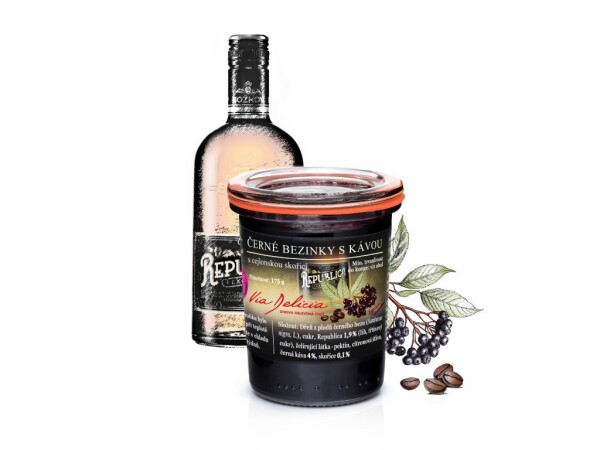 Schwarzer Holundermarmelade mit Kaffee und Ceylon-Zimt