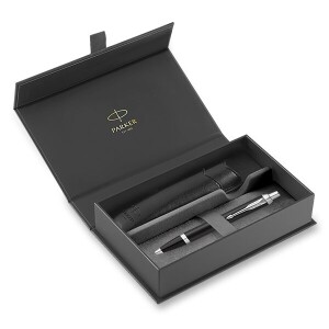 Parker IM Essential Matte Black CT Geschenkbox – Kugelschreiber- und Etui-Set - Reklamnepredmety