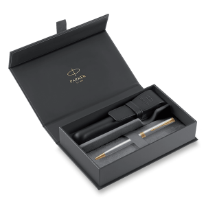 Parker Sonnet Edelstahl GT – Kugelschreiber und Etui-Set - Reklamnepredmety