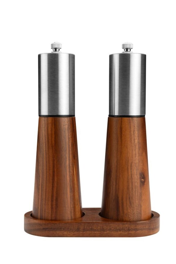 OGANO Elegantes Salz- und Pfeffermühlen-Set mit Holzständer