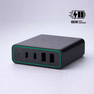Opti 4-Port-Ladeturm 65W, GaN-Technologie - Reklamnepredmety