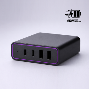 Opti 4-Port-Ladeturm 65W, GaN-Technologie - Reklamnepredmety
