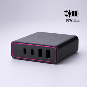 Opti 4-Port-Ladeturm 65W, GaN-Technologie - Reklamnepredmety