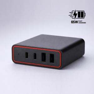 Opti 4-Port-Ladeturm 65W, GaN-Technologie - Reklamnepredmety