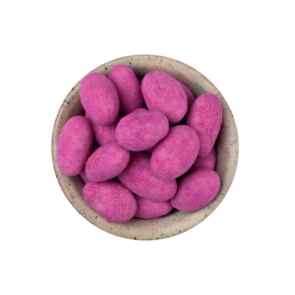 Mandeln in weißer Schokolade und Himbeerpulver 100 g