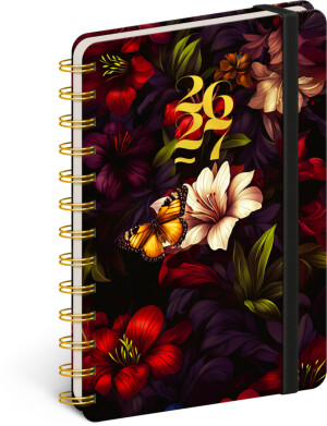 NOTIQUE Spiralkalender Petito – Rote Blumen 2026/2027, 13 x 18 cm (18 Monate) - Reklamnepredmety