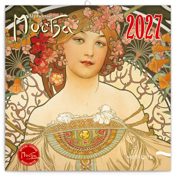 NOTIQUE Notizblock Alfons Mucha 2027, 30 x 30 cm