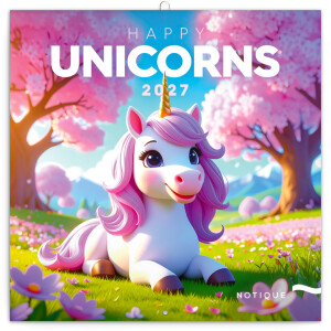 NOTIQUE Kalender Happy Unicorns 2027, 30 x 30 cm - Reklamnepredmety